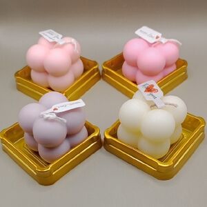 BaRich Candle For Life 💕 Elegant Bubble Candle Set - Pink, Purple, Cream